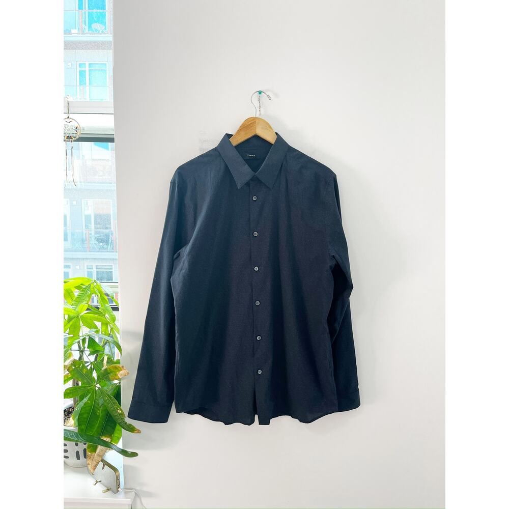 Theory Men's Dark Blue Button Up Long Sleeve Top Size XL